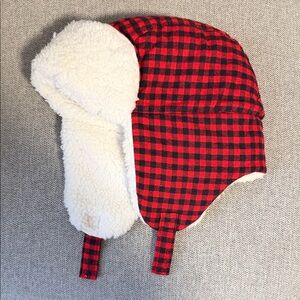 Toddler Red and Black Plaid Trapper Hat